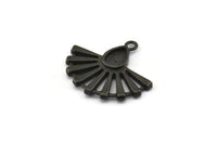 Siyah Güneş Tılsımı, 1 Halkalı 2 Oksitlenmiş Siyah Pirinç Damla Tılsımı, Küpeler (22x19 mm) N1114