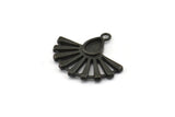 Siyah Güneş Tılsımı, 1 Halkalı 2 Oksitlenmiş Siyah Pirinç Damla Tılsımı, Küpeler (22x19 mm) N1114