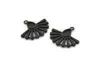 Siyah Güneş Tılsımı, 1 Halkalı 2 Oksitlenmiş Siyah Pirinç Damla Tılsımı, Küpeler (22x19 mm) N1114