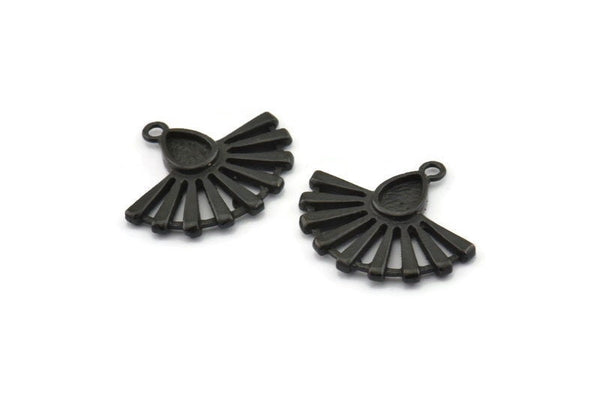 Siyah Güneş Tılsımı, 1 Halkalı 2 Oksitlenmiş Siyah Pirinç Damla Tılsımı, Küpeler (22x19 mm) N1114