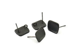 Siyah Dikdörtgen Küpe, 1 Halkalı 4 Oksitlenmiş Siyah Pirinç Dikdörtgen Küpe (13x11 mm) N1219