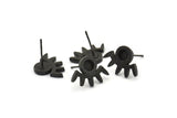 Siyah Göz Küpe, 6 Oksitlenmiş Siyah Pirinç Göz Küpe - Taş Yerleştirme - Ped Boyutu 4 mm (16x11x1,5 mm) N1302