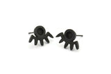 Siyah Göz Küpe, 6 Oksitlenmiş Siyah Pirinç Göz Küpe - Taş Yerleştirme - Ped Boyutu 4 mm (16x11x1,5 mm) N1302