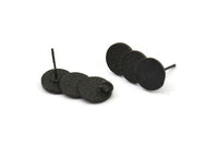 Siyah Yuvarlak Küpe, 1 Halkalı 2 Oksitlenmiş Siyah Pirinç Daire Küpe (21x10mm) N1782