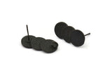 Siyah Yuvarlak Küpe, 1 Halkalı 2 Oksitlenmiş Siyah Pirinç Daire Küpe (21x10mm) N1782