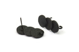 Siyah Yuvarlak Küpe, 1 Halkalı 2 Oksitlenmiş Siyah Pirinç Daire Küpe (21x10mm) N1782