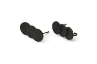 Siyah Yuvarlak Küpe, 1 Halkalı 2 Oksitlenmiş Siyah Pirinç Daire Küpe (21x10mm) N1782
