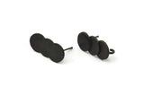 Siyah Yuvarlak Küpe, 1 Halkalı 2 Oksitlenmiş Siyah Pirinç Daire Küpe (21x10mm) N1782