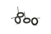 Black Round Earring, 8 Oxidized Black Brass Round Earring Posts, Pendants, Findings (10x1mm) E341