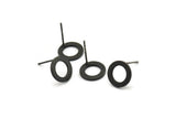 Black Round Earring, 8 Oxidized Black Brass Round Earring Posts, Pendants, Findings (10x1mm) E341