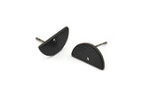 Black Moon Earring, 6 Oxidized Black Brass Semi Circle Stud Earrings With 1 Hole (15x7.5x1.2mm) D1365 A1775 H0293