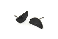 Black Moon Earring, 6 Oxidized Black Brass Semi Circle Stud Earrings With 1 Hole (15x7.5x1.2mm) D1365 A1775 H0293