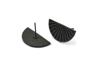 Yarım Daire Küpe, 2 Oksitlenmiş Siyah Pirinç Yarım Ay Küpe (22x11x1,2 mm) N1330