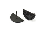 Yarım Daire Küpe, 2 Oksitlenmiş Siyah Pirinç Yarım Ay Küpe (22x11x1,2 mm) N1330