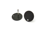Black Round Earring, 6 Textured Oxidized Black Brass Round Earring Studs (12x0.80mm) M337 A1552 Q1054