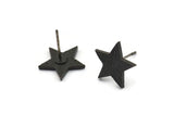 Siyah Yıldız Küpe, 4 Oksitlenmiş Siyah Pirinç Yıldız Küpe (15x1,5 mm) N1613