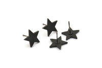 Siyah Yıldız Küpe, 4 Oksitlenmiş Siyah Pirinç Yıldız Küpe (15x1,5 mm) N1613
