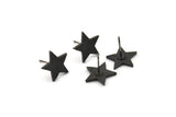 Siyah Yıldız Küpe, 4 Oksitlenmiş Siyah Pirinç Yıldız Küpe (15x1,5 mm) N1613