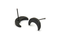 Siyah Ay Küpe, 4 Oksitlenmiş Siyah Pirinç Hilal Küpe (12x4x2mm) N1588