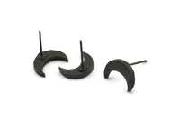 Siyah Ay Küpe, 4 Oksitlenmiş Siyah Pirinç Hilal Küpe (12x4x2mm) N1588