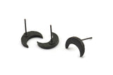 Siyah Ay Küpe, 4 Oksitlenmiş Siyah Pirinç Hilal Küpe (12x4x2mm) N1588