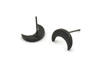 Siyah Ay Küpe, 4 Oksitlenmiş Siyah Pirinç Hilal Küpe (12x4x2mm) N1588