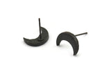 Siyah Ay Küpe, 4 Oksitlenmiş Siyah Pirinç Hilal Küpe (12x4x2mm) N1588
