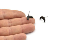 Siyah Ay Küpe, 4 Oksitlenmiş Siyah Pirinç Hilal Küpe (12x4x2mm) N1588