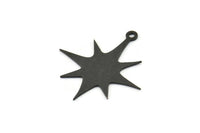 Star Pole Star Charm, 12 Oxidized Black, Silver Charms, Black Pole Star Charms With 1 Loop (26x24x0.60mm) A4017