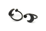 Black Ring Settings, 2 Oxidized Black Brass Moon And Planet Ring With 1 Stone Setting - Pad Size 4mm N1068