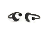 Black Ring Settings, 2 Oxidized Black Brass Moon And Planet Ring With 1 Stone Setting - Pad Size 4mm N1068