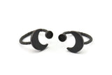 Black Ring Settings, 2 Oxidized Black Brass Moon And Planet Ring With 1 Stone Setting - Pad Size 4mm N1068