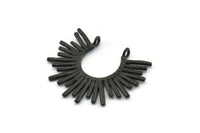 Siyah Güneş Tılsımı, 2 Halkalı Oksitlenmiş Siyah Pirinç Güneş Tılsımı, Kolye Uçları (31x25x1,5 mm) N1280