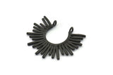 Siyah Güneş Tılsımı, 2 Halkalı Oksitlenmiş Siyah Pirinç Güneş Tılsımı, Kolye Uçları (31x25x1,5 mm) N1280