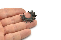 Siyah Güneş Tılsımı, 2 Halkalı Oksitlenmiş Siyah Pirinç Güneş Tılsımı, Kolye Uçları (31x25x1,5 mm) N1280