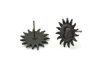 Siyah Güneş Küpe, 2 Oksitlenmiş Siyah Pirinç Güneş Küpe (17 mm) N1527