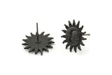 Siyah Güneş Küpe, 2 Oksitlenmiş Siyah Pirinç Güneş Küpe (17 mm) N1527