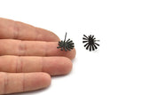 Siyah Güneş Küpe, 4 Oksitlenmiş Siyah Pirinç Yükselen Güneş Bayrağı Küpe (18x14x1mm) N1340