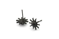 Siyah Güneş Küpe, 4 Oksitlenmiş Siyah Pirinç Güneş Küpe (11 mm) N1601