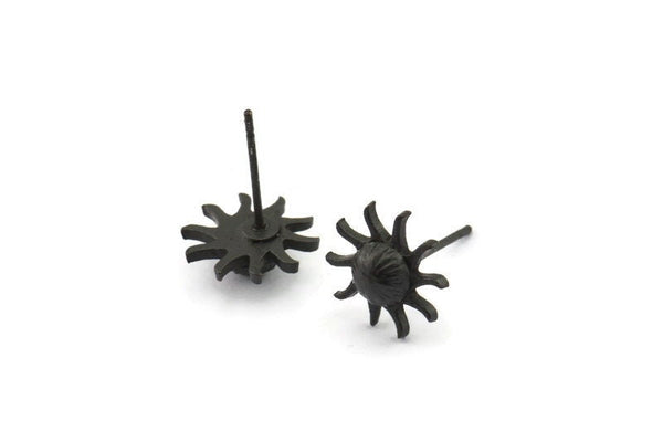 Siyah Güneş Küpe, 4 Oksitlenmiş Siyah Pirinç Güneş Küpe (11 mm) N1601