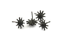 Siyah Güneş Küpe, 4 Oksitlenmiş Siyah Pirinç Güneş Küpe (11 mm) N1601