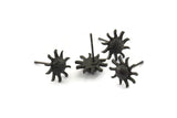 Siyah Güneş Küpe, 4 Oksitlenmiş Siyah Pirinç Güneş Küpe (11 mm) N1601