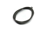 Black Drop Charm, 2 Oxidized Black Brass Drop Charms With 1 Loop, Pendants, Findings (44x33mm) N1155