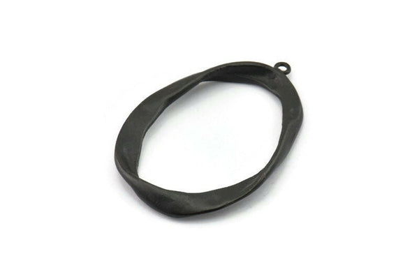 Black Drop Charm, 2 Oxidized Black Brass Drop Charms With 1 Loop, Pendants, Findings (44x33mm) N1155