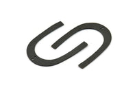 Black Geometric Charm, 2 Hammered Oxidized Black Brass U Shaped Pendants With 2 Holes, Charms, Findings (42x36x1mm) N0931