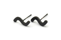 Küpe Çivisi, 8 Oksitlenmiş Siyah Pirinç - Düzensiz Çivili Küpeler - Siyah Küpeler - Küpeler (15x5x1,5 mm) N1416