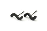 Küpe Çivisi, 8 Oksitlenmiş Siyah Pirinç - Düzensiz Çivili Küpeler - Siyah Küpeler - Küpeler (15x5x1,5 mm) N1416