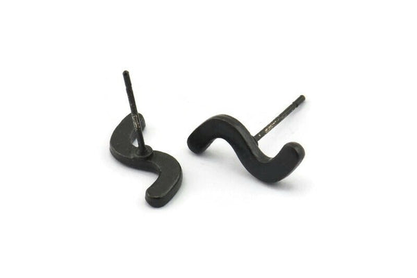 Küpe Çivisi, 8 Oksitlenmiş Siyah Pirinç - Düzensiz Çivili Küpeler - Siyah Küpeler - Küpeler (15x5x1,5 mm) N1416