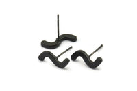 Küpe Çivisi, 8 Oksitlenmiş Siyah Pirinç - Düzensiz Çivili Küpeler - Siyah Küpeler - Küpeler (15x5x1,5 mm) N1416