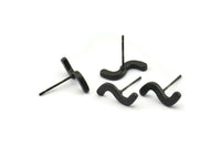 Küpe Çivisi, 8 Oksitlenmiş Siyah Pirinç - Düzensiz Çivili Küpeler - Siyah Küpeler - Küpeler (15x5x1,5 mm) N1416